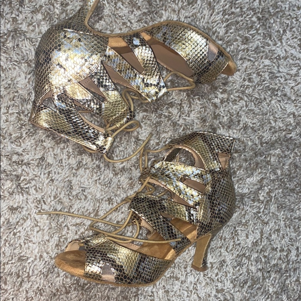 Gold salsa heels suede bottom Heels Evening Wear
